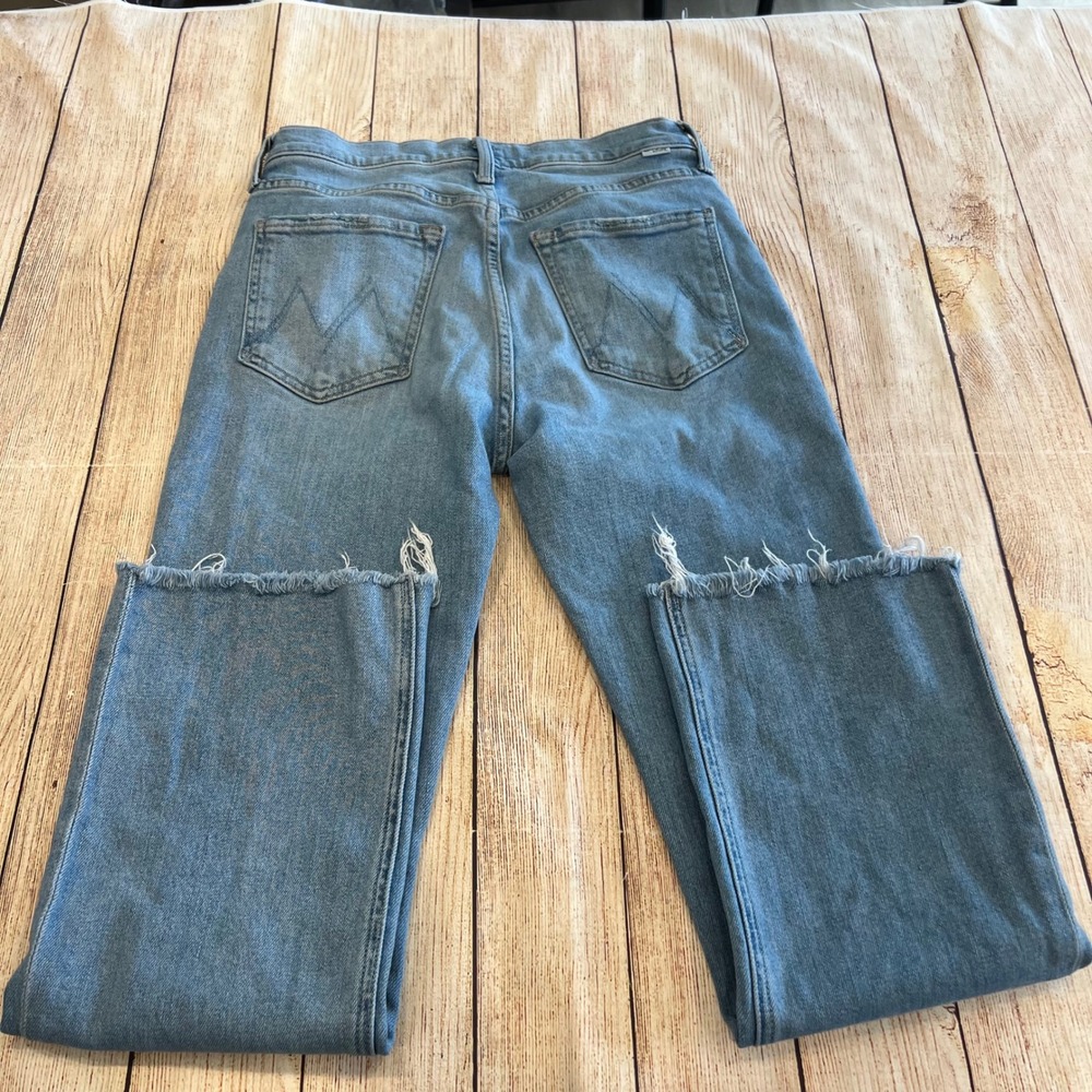 Mother The Tripper Flood Fray Jeans Look Ma No Hands Light Wash 27 High Rise - Picture 8 of 12